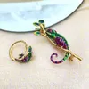 Pins Brooches Enamel Color Glaze Three-dimensional Realistic Chameleon Lizard Personality Creative Brooch HKD230807