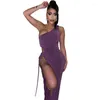 Casual klänningar 2023 Spring/Summer Elegant Solid Maxi Dress for Women Fashion Sleeveless High Side Slit Slim Streetwear