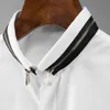 Minglu Black White Male Shirts Luxury Long Sleeve Zipper Collar Casual Mens Dress Shirts Fashion Slim Fit Party Man Shirts 4XL