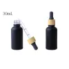 wholesale Matte Black Smoke oil e liquid Bottles Glass Essential Oil Perfume Bottle Liquid Reagent Pipette Dropper Bottles with Wood LL