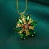 Pendanthalsband Valily Necklacetogether i Paris Emerald Stone Flower Necklace Lost Princess Inspired for Women 230804