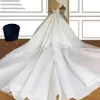 Suknia ślubna luksusowe sukienki z koralikami z pociągiem z brokatu na ramię ładne A-line Dubai Bridal Custom Made1906