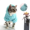 Disfraces de gato Ropa para perros pequeños y medianos Gatos Mascota Otoño / invierno Suéter con capucha Algodón Lana Color sólido