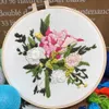 Kinesiska produkter Olika blommabukett DIY-broderi Vattenlöslighet Mönster Broderi Tygtråd Nål Materialväska för nybörjare R230807