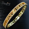 Bangle Duoying DIY Slider Charms Custom Name Personalized Roman Number Hollowed Bangle Zirconia Mom Gift 230807