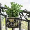 Planters Pots Keranjang Gantung Seni Besi Pot Bunga Tanaman Balkon Pagar Jendela Luar Ruangan Berdiri Bonsai