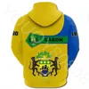 Moletom Masculino (Personalizado) Moletom Masculino com Capuz da Região Africana Impresso em 3D - Gabão Zip Estilo Pentagonal