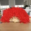 Decorative Objects Figurines 70*40cm Large Pink Feather Fan Pography Props Stage Performance Dance Fan Lolita Feather Folding Fan Wedding Party Decoration 230804