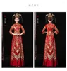 Vêtements ethniques femmes robe d'extérieur Toast 2023 mariage femme mariée Style chinois rouge plissé Xiuhe