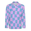 Herrpolos retro mod casual polo skjortor abstrakt checkerboard t-shirts långärmad designskjorta överdimensionerad kläder födelsedagspresent