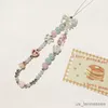 Sangles de cellules charmes lanière mobile dragonne courte mignon petit ours Bracelet de perles rondes haut débit perle pendentif étui Anti perte sangle