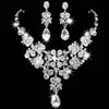 Frauen Mode Kristall Hochzeit Ohrringe Schmuck Einstellbare Anhänger Halskette Braut Schmuck Sets Accessories289r