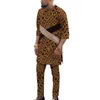 Survêtements pour hommes conception d'épissage croisé hauts avec pantalon ensemble imprimé africain tenues nigérianes pour hommes costumes de marié de mariage