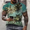 メンズTシャツサマーファッションストリートTシャツアロハシャツ3Dパーソナライズされたデジタル印刷花トロピカルラペルカジュアルルーズ