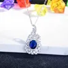 Hanger Kettingen Europa Amerika Luxe Sieraden Mode Blauwe Kubieke Zirkoon Geometrische Ketting Voor Vrouwen Bruiloft Hoogwaardige Verjaardag Gift