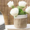 Vasos para plantas Keranjang Bunga Kertas Kraft Retro Makeup Dapat Keranjang Penyimpanan Kain Pot Bunga Penutup Tempat Pena Perlengkapan Rumah R230807