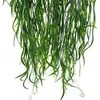 Dekoratif çiçekler 1pc 95cm yapay bitki sarmaşıklar hasır söğüt ev dekor plastik rattan yaprakları dallar yeşil sarmaşık yaprağı