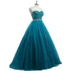 Formella aftonklänningar 2021 TEAL BLUE PROM Dresses Long Sequins Beaded Cocktail Party Prom Dress Ball Gowns A Line Robes de Soiree3338