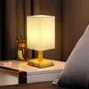 Nordic Square USB Powered Modern Wood Table Lamp 5W Night Light For Bedroom Illumination Cloth Art Gift Wood Bedside Desk Lamp HKD230807