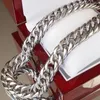 Kedjor 9/11/13/18/20mm brett enormt tungt rostfritt stål Silverfärg Cuban Curb Link Chain Men Punk smycken halsband eller armband 7-40 "