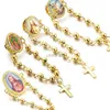 Pins Brooches 5 pcs/lot Jesus Brooches for Women New Design Alloy Beads Pendant 8 Picture Broches Christian Virgin Mary Cross Pins Jewelry HKD230807