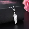 925 Sterling Silver 1630 Pouce Chaîne Plume Pendentif Collier Pour Les Femmes De Fiançailles De Mariage Cadeau De Mode Charme Bijoux L230704