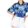 여성용 블라우스 인쇄 된 옷깃 여성 버튼 셔츠 느슨한 꽃 거리 긴 퍼프 슬리브 여성 셔츠 2023 여름 패션 레이디 탑 블라우스