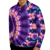 Men's Polos Neon Sunflower Casual T-Shirts Men Blacklight Mandala Long Sleeve Polo Shirt Collar Stylish Daily Printed 3XL 4XL 5XL