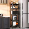 2-5-layer kitchen shelf Multi-layer floor-to-ceiling refrigerator side seam storage rack Multi-functional domestic microwave oven pot rack