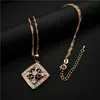 Ethnic style Champagne Gold Pendant Necklace Jewelry For Women Girls Wedding Engagement CZ Cubic Zircon L230704
