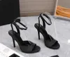 designer Fashion high heeled Sandals Sexy with bare strap lace-up Sexy100% leather rhinestone buckle Bridal Wedding Party Shoes Luxury Outdoor shoes EU35-42