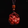 Pendant Necklaces Natural Cinnabar Vermilion Nine-tailed With Peach Blossom Small Key Chain For Men And Women Reiki Spiritual
