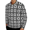Men's Polos Retro Square Casual T-Shirts Black And White Polo Shirt Male Autumn Long Sleeve Printed Clothes Big Size 5XL 6XL
