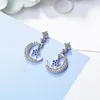 Stud Earrings Real VVS1 Moissanite Earring For Women 925 Sterling Silver Moon Star 0.5 CT GRA Diamond Bridal Fine Jewelry