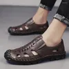 Men Fashion Sandals 999 أحذية صيفية من الجلد الأصلي الصلبة غير الرسمية مريحة شاطئ ناعمة مريحة للذكور