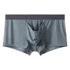 Underpants Men's Ice Silk Separate Open Ball Pouch Breathable Comfort Glossy Panties Underwear Boxer Shorts And