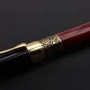 Fountain Pens High Quality Plumas Golden Carving Mahogny Luxury Business School Student Office Supplies Pen Ink 230807