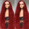 Human Hair Capless Wigs Colored Burgundy 13x6 Hd Lace Frontal Human Hair Wig Deep Wave Wig 13x4 Curly Water Wave Lace Front Wig Brazilian Wigs On Sale x0802