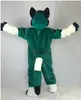 Costume de mascotte de chien de renard husky vert foncé convient aux vêtements de fête Performance carnaval taille adulte