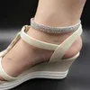 Recommend Fashionable Women's Three Row Elastic Silver Anklet with Super Flash Personality Rhinestone Latin Dance Accessories