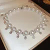 Chaînes coréennes 2023 femmes fête de mariage perle zircone collier ras du cou accessoires de luxe simulé Collares bijoux