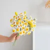 Flores decorativas únicas 5 cabeças buquê de tricô flor de narciso tricotada à mão malha falsa mesa para casa decoração criativa para presente