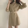 Women's Suits Internet Celebrity Small Suit Mid-length Vintage Belt Korean 2023 Casual Temperament Jacket Coat