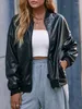 Women's Jackets Women S Faux Leather Biker Jacket With Zipper Closure And Quilted Detailing - Stylish Outerwear For Y2K Streetwear Fashion