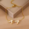 Klassisk design 18K Gold Butterfly Charm Armband Rostfritt stål smycken för kvinnor gåva