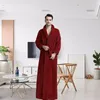 Kadın pijama kadınları erkekler kış kalın sıcak çift bornoz mercan polar kimono robe gece banyo elbisesi gevşek yumuşak uzun geceleme