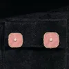 Kolczyki marki dla kobiet naturalne różowe fillite koniczyka diamentów kolczyki Diamante kwadratowe kolczyki