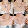 Choker Colorful Five Pointed Star Pendant Necklace For Women Korean Sweet Mori Clavicle Chain Cute Cool Style Jewelry