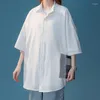 Blusas de verano para mujer, cárdigan blanco de oficina de seda helada para mujer, camisas holgadas con botones, manga corta, negro, azul para mujer