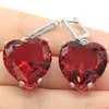 Boucles d'oreilles pendantes 17g 925 ARGENT STERLING SOLIDE Forme de coeur Rose Kunzite Aigue-marine Bleu Suisse Topaze Rouge Sang Rubis CZ Usage quotidien